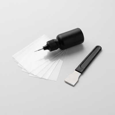 Homeveray GlassFix windshield repair kit: resin applicator, curing films and razor blade